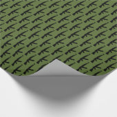 ブラックAK-47武器アサルトライフル銃、オリーブグリーン ラッピングペーパー (角)