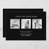 ブラックB/Wコラージュ写真モダン誕生 案内状 (正面/裏面)