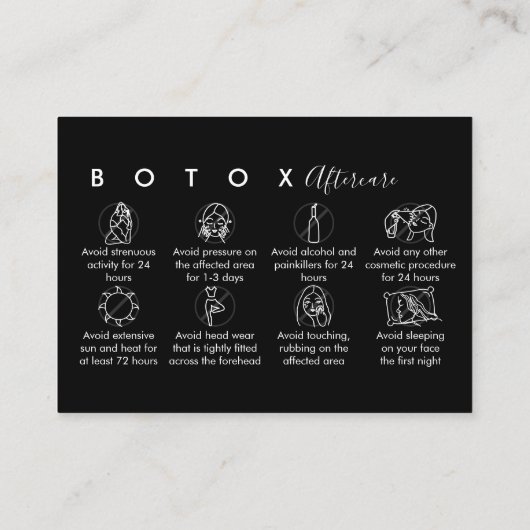 ブラックBotoxアフターケアの指示ありがとう 名刺 (裏面)