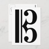 ブラックCクレフ、 音符記号 ポストカード (正面/裏面)