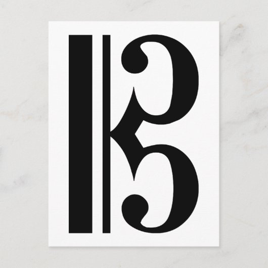 ブラックCクレフ、 音符記号 ポストカード (正面)