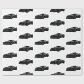 ブラックC8コルベット車の手描きスケッチ ラッピングペーパー (フラット)