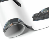 ブラックC8コルベット車の手描きスケッチ ラッピングペーパー (ロールコーナー)