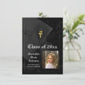 ブラックCaduceus医療または看護写真の卒業 招待状 (スタンド正面)