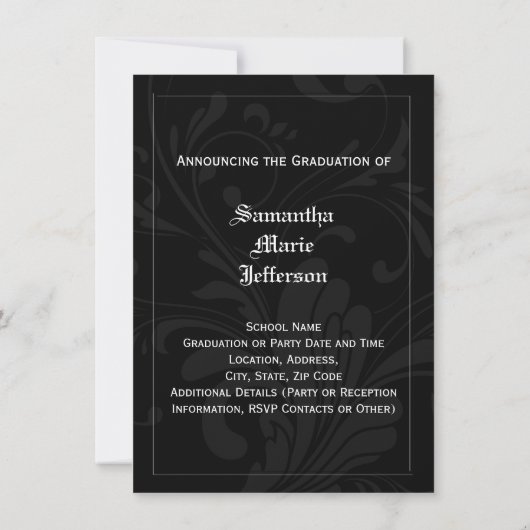 ブラックCaduceus医療または看護写真の卒業 招待状 (裏面)