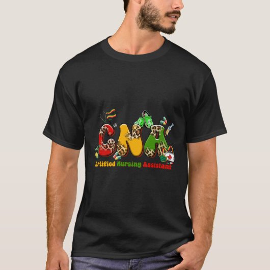 ブラックCna卒業認定の看護Istant Blac Tシャツ (正面)
