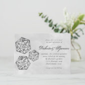 ブラックD20クリット | RPGテーブルトップファンタジーサイコロ結婚 招待状 (スタンド正面)