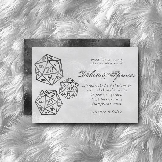 ブラックD20クリット | RPGテーブルトップファンタジーサイコロ結婚 招待状