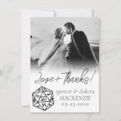 ブラックD20クリット | Tabletop Gamerのサイコロ結婚の写真 サンキューカード (正面)