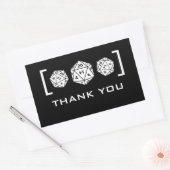 ブラックD20サイコロゲーマーサンキューステッカー 長方形シール (封筒)