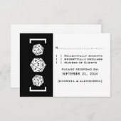 ブラックD20サイコロゲーマー結婚の応答カード 出欠カード (正面/裏面)