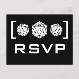 ブラックD20サイコロゲーマーRSVPポストカード インビテーションポストカード