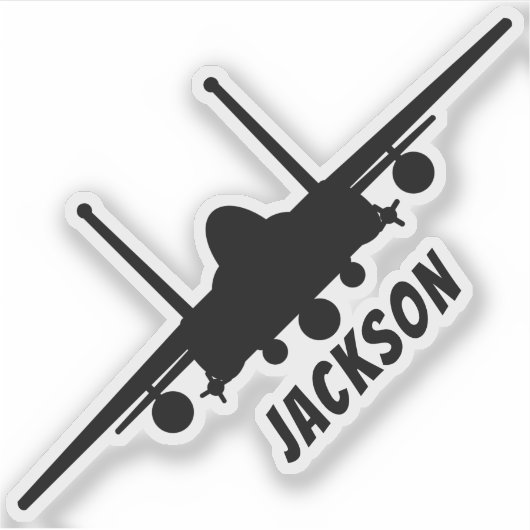 ブラックF-15Eストライクイーグルフロントシルエット名 シール (正面)