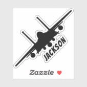 ブラックF-15Eストライクイーグルフロントシルエット名 シール (シート)