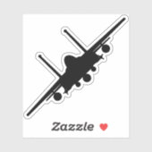 ブラックF-15Eストライクイーグルフロントビューシルエット シール (シート)