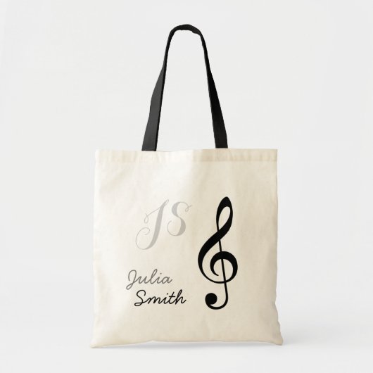 ブラックgクレフ、 音符記号パーソナライズされたノートンスタイリッシュグ トートバッグ (正面)