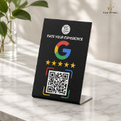 ブラックGoogleレビュー台座スタンド カスタムQRサイン 台座サイン