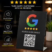 ブラックGoogleレビューQRコード台座看板 台座サイン