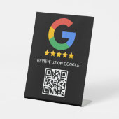 ブラックGoogleレビューQRコード台座看板 台座サイン (正面)