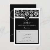 ブラックGrand Insigniaの結婚対応する小型RSVP 出欠カード (正面/裏面)