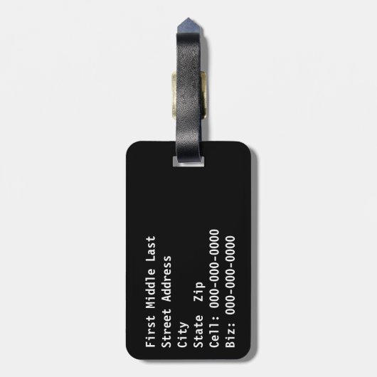 ブラックIDの上に燃えるオレンジ色のハートのアウトライン ラゲッジタグ (裏面縦)