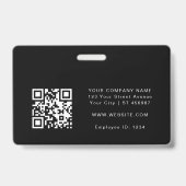 ブラックIDカードフォト名ロゴQRコード バッジ (裏面)