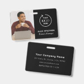 ブラックIDカード |モダン会社社員 バッジ (正面＆裏面)