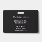 ブラックIDカード | 現代のミニマリスト企業従業員 バッジ (裏面)