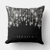 ブラックID1035のBoho Gemsシルバー クッション (正面)