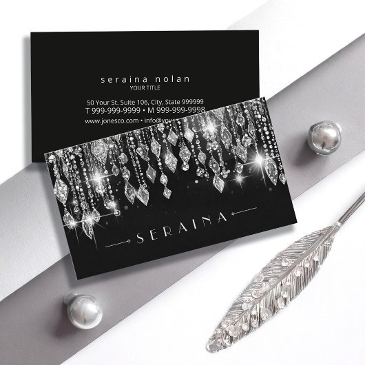 ブラックID1035のBoho Gemsシルバー 名刺