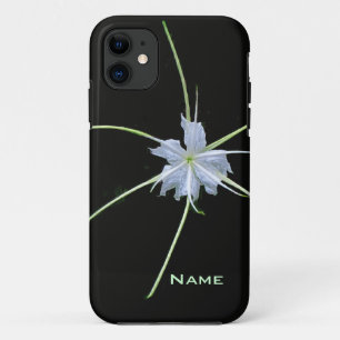 ブラックiPhoneケースの白いユリ iPhone 11 ケース