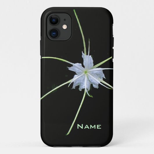 ブラックiPhoneケースの白いユリ Case-Mate iPhoneケース (裏面)
