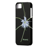 ブラックiPhoneケースの白いユリ Case-Mate iPhoneケース (裏面左)