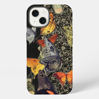 ブラックiPhoneケース蝶とレースデザイン iPhone 13ケース