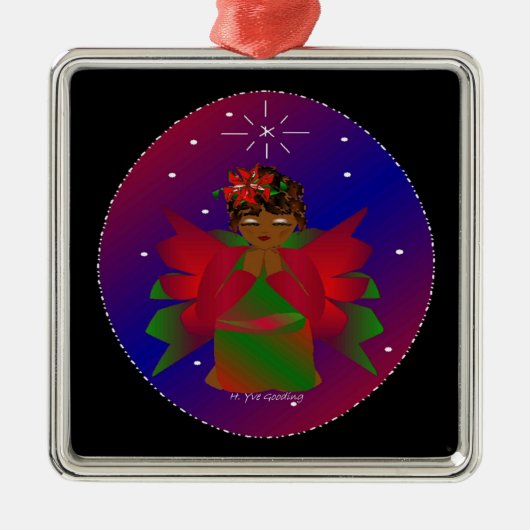 ブラックIVの世界のクリスマス・エンジェルベビー メタルオーナメント (正面)