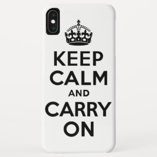 ブラックKeep Calm and Carry Onケース – マテ型ケース iPhone XS Maxケース