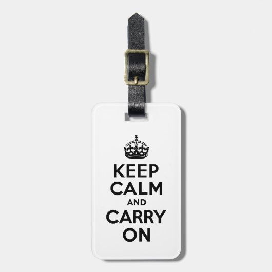ブラックKeep Calm and Carry Onラゲッジタグ ラゲッジタグ (正面縦)