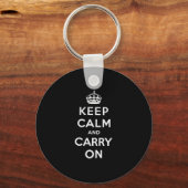 ブラックKeep Calm and Carry On キーホルダー (正面)