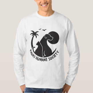 ブラックKHSロゴ付きメンズ長袖 Tシャツ