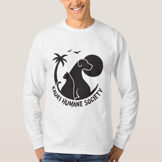 ブラックKHSロゴ付きメンズ長袖 Tシャツ (正面)