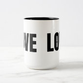 ブラックLOVEタイポグラフィ ツートーンマグカップ (中央)