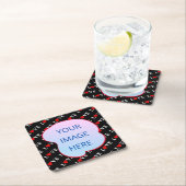 ブラックLOVEトレンディー白黒 スクエアペーパーコースター (インサイチュ)