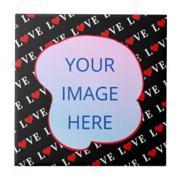 ブラックLOVEトレンディー白黒 タイル