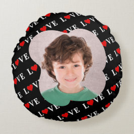 ブラックLOVEトレンディー白黒 ラウンドクッション