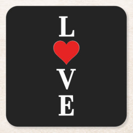 ブラックLOVE モダン Tredny白黒 スクエアペーパーコースター