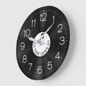 ブラックLPビニールレコードアルバム ラージ壁時計 (傾斜)