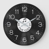 ブラックLPビニールレコードアルバム ラージ壁時計 (正面)
