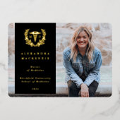 ブラックMDカドゥセウス卒業写真の発表 箔招待状 (正面)