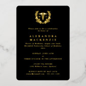 ブラックMDカドゥセウス+ローレルリース卒業 箔招待状 (正面)