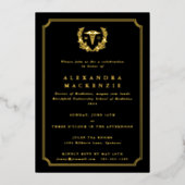 ブラックMDカドゥセウス+ローレルリース卒業 箔招待状 (正面)